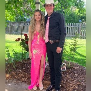 hot pink prom dress